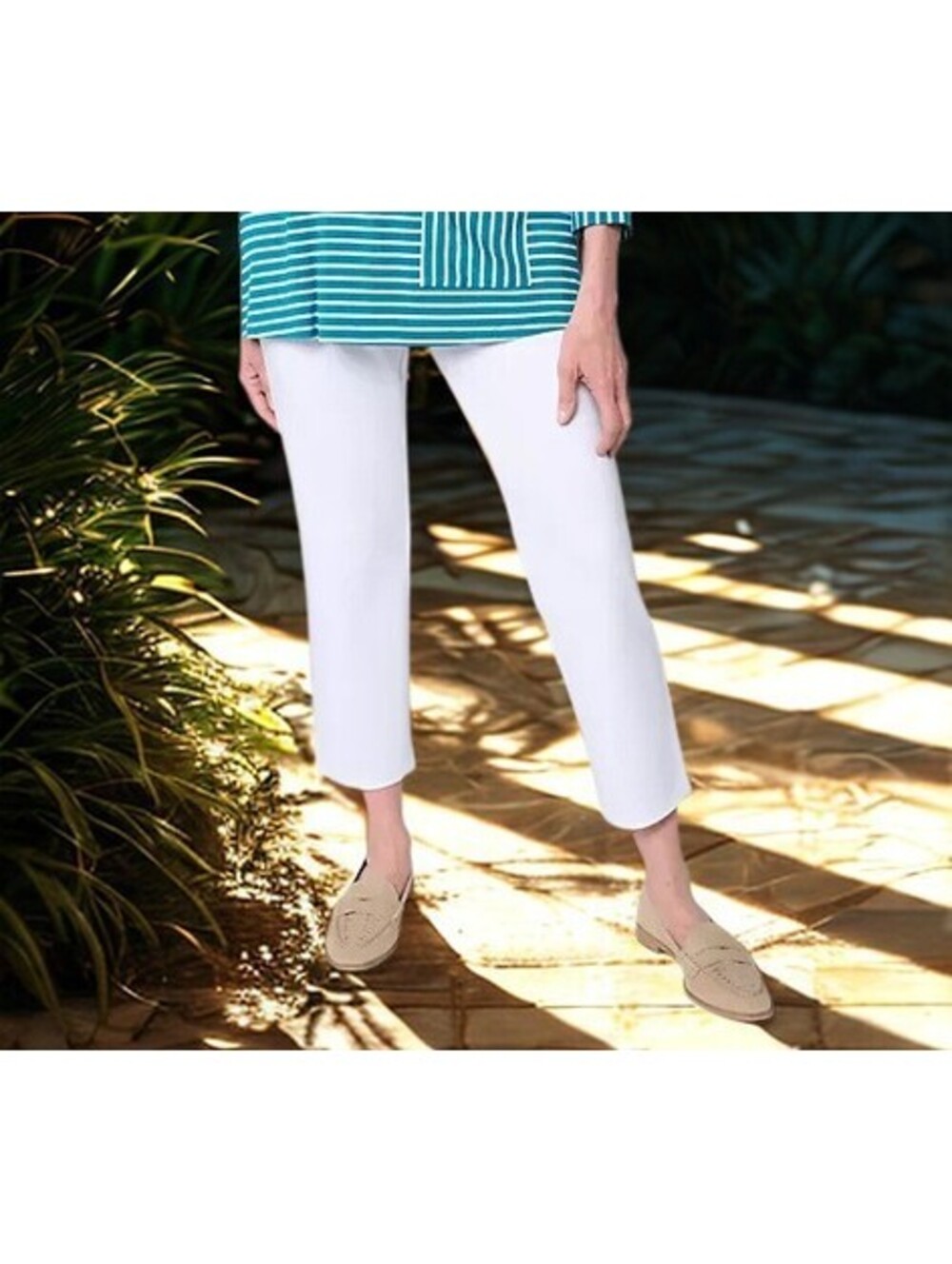 Joan Rivers Petite Scallop Back Pull-On Ponte Crop Pants WHITE Size XXSP